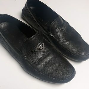 Prada mens bleack leather loafers